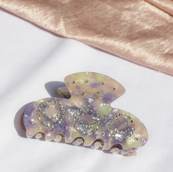 Smiley Face Diamante Claw Hair Clip In Lilac, 2 of 3