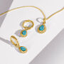 December Birthstone Turquoise Gold Plated Huggie Hoop Earrings, thumbnail 5 of 12