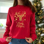 Gold Foil Reindeer Christmas Sweatshirt, Xmas Jumper, thumbnail 1 of 6