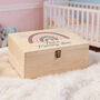 New Baby Or Children's Pink Or Blue Rainbow Large Wooden Keepsake Box, thumbnail 1 of 4