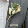 Emerald Green Dried Flower Buttonhole, thumbnail 1 of 3