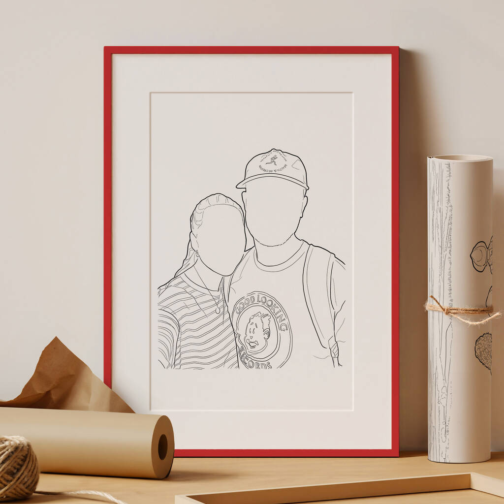 Custom Couples Line Drawing Personalised Illustration, 1 of 10