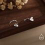 Tiny Heart Huggie Hoop Earrings In Sterling Silver, thumbnail 3 of 11
