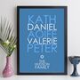 Personalised Family Names Print With Message Family Gift, thumbnail 1 of 12