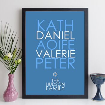 Personalised Family Names Print With Message Family Gift, 10 of 12