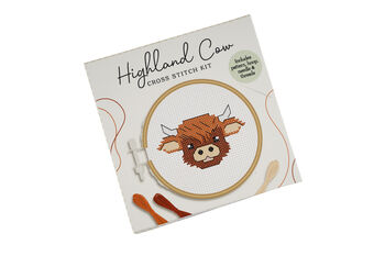 Bramble Farm Highland Cow Mini Cross Stitch Kit | Craft | Embroidery | Hobby, 3 of 5