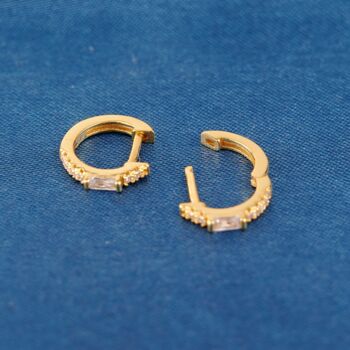 Gold Cz Huggie Hoop Earrings, 6 of 7