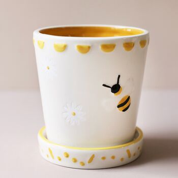 Small Bee Ceramic Planter And Tray, 3 of 8