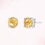 Citrine Round Stud Earrings Six Mm In Sterling Silver And Gold, thumbnail 1 of 8