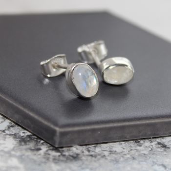 Moonstone And Silver Stud Earrings, 3 of 9