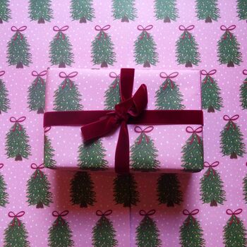 Pink Christmas Tree Wrapping Paper, 3 of 4