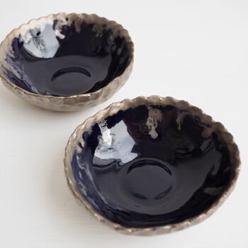 Handmade Navy Blue And Gold Ceramic Ring Dish, 2 of 8