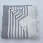 Leros Striped Peshtemal Towel Pebble Grey, thumbnail 9 of 12