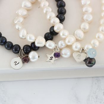 Pearl Bracelet Personalised With Birthstone And Initial, 5 of 10