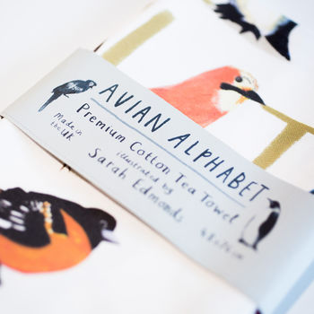 'Avian Alphabet' Illustrated Bird Tea Towel, 2 of 3
