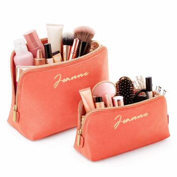 Personalised Saffiano Leather Cosmetic Makeup Toiletry Bag, 3 of 6