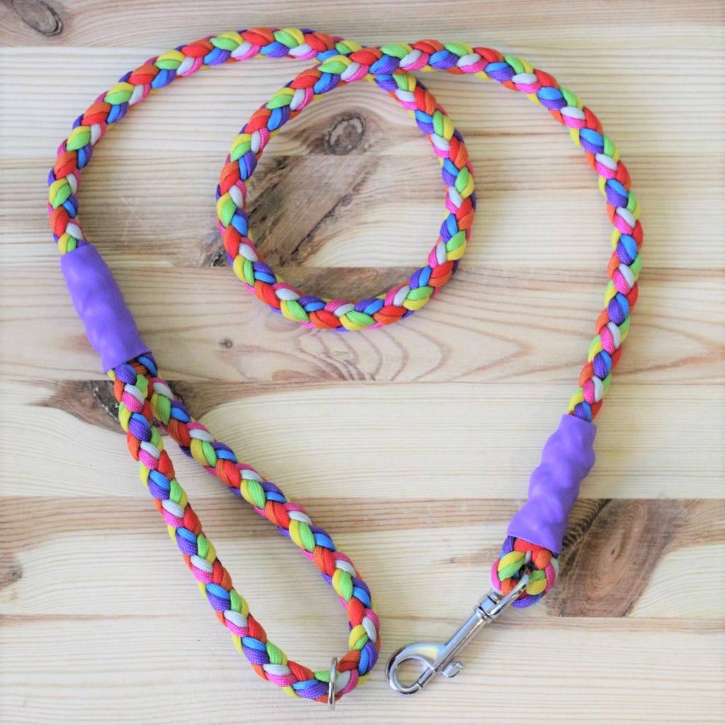 rainbow mega rope style paracord dog lead by devil dood designs