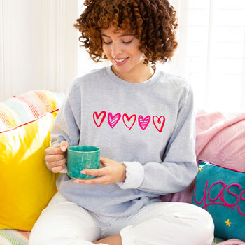 Red And Pink Neon Love Heart Sweatshirt, 2 of 7