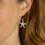 Silver Tone Starfish Drop Earrings, thumbnail 1 of 2