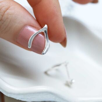 Sterling Silver Wishbone Studs, 2 of 9