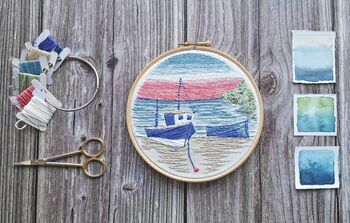 Moored Boats Embroidery Kit, 4 of 8