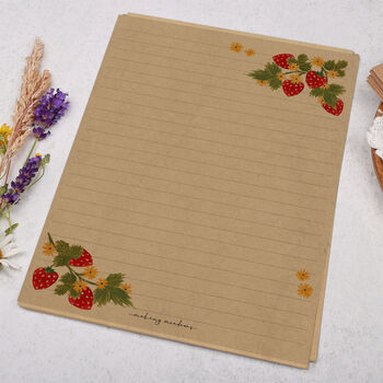 A5 Kraft Letter Writing Paper With Strawberries, 3 of 4