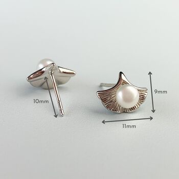 Sterling Silver Clam Shell And Pearl Stud Earrings, 3 of 6