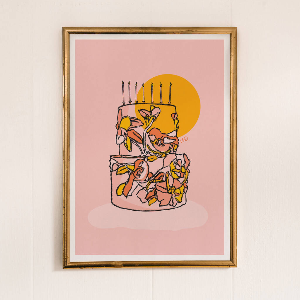 Birthday Cake Print By Freya Niamh Design