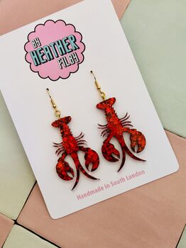 Small Red Glitter Lobster Earrings / You're My Lobster Gift / Romantic Earrings / Valentines Gift, 6 of 6