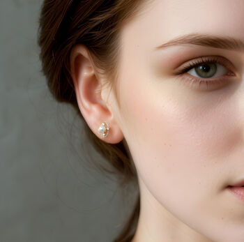 Gold Comet Pearl Stud Earrings, 2 of 6