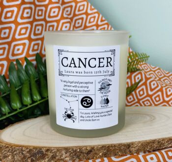 Personalised Cancer Horoscope Star Sign Candle, 3 of 11