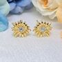 White Topaz April Daisy Gold Plated Stud Earrings, thumbnail 1 of 5