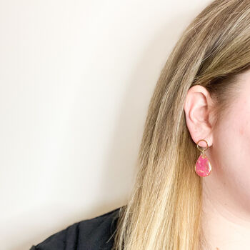 Pink And Gold Foil Statement Teardrop Shaped Earrings, 4 of 8
