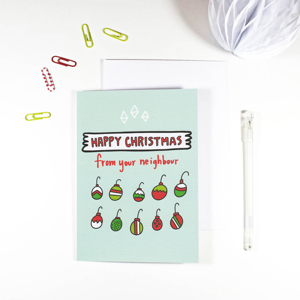 Happy Christmas From Your Neighbour Christmas Card By Angela Chick | notonthehighstreet.com