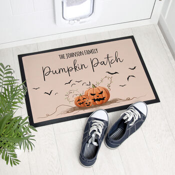 Personalised Halloween Pumpkin Patch Indoor Doormat, 2 of 4