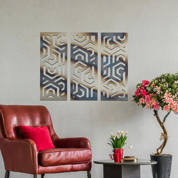 Metal Geometric Abstract Wall Art Set For Modern Living Room Decor, 8 of 10