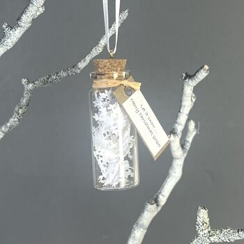 Tiny Bottle Of Snow Personalised Hanging Decoration, 5 of 12