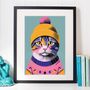 Cosy Cat Portrait Illustration Art Print, thumbnail 1 of 3
