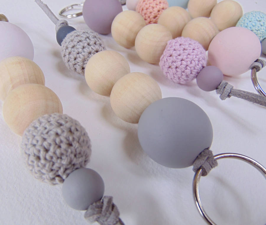 Wooden Bead Keyring By Little Bird Designs