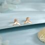 Whale Tail Screw Back Earrings In Sterling Silver, thumbnail 4 of 12