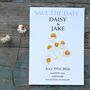 Pack 12 Daisy Original Personalised Save The Date Wedding Stationery, thumbnail 1 of 6