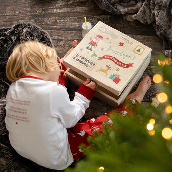 Personalised Children's Santa Christmas Eve Wooden Box, 8 of 12