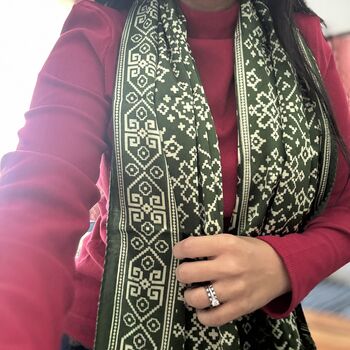 Patola Print Mashru Cotton Silk Scarf, Indian Print, 5 of 10