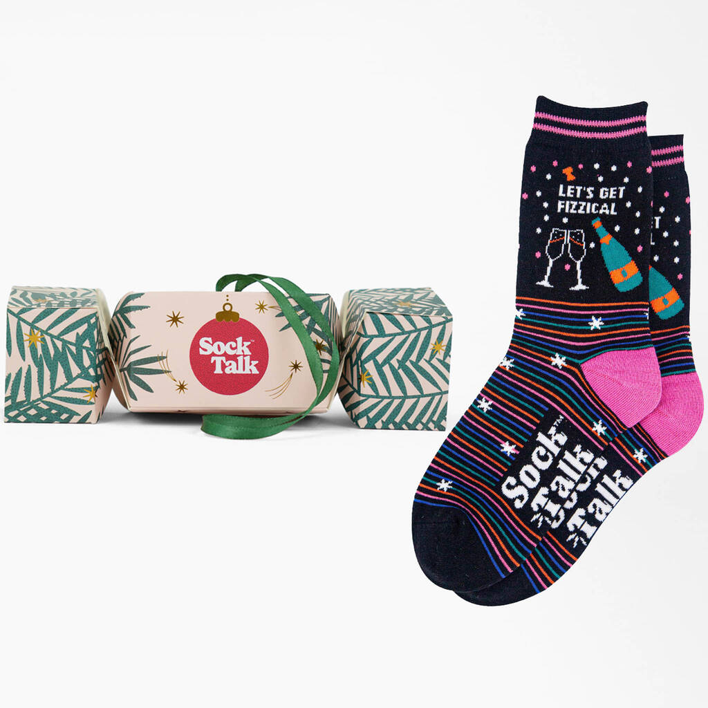 Let's Get Fizzical Cotton Socks Women's Christmas Cracker Hanging Tree Decoration, 1 of 5