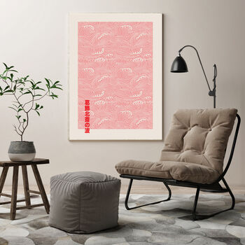 Japanese Pink Wave Art Print, 2 of 3