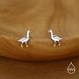 Sterling Silver Goose Stud Earrings With Gold Details, thumbnail 4 of 11