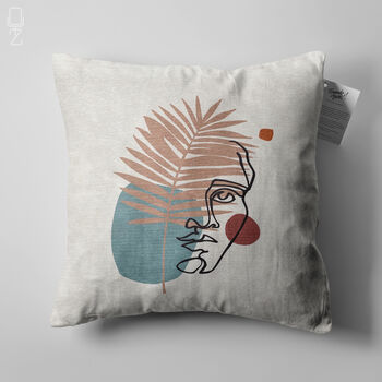 Pillow Cover With Bronze And Blue Abstract Face Statue, 5 of 7