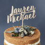 Romantic Personalised Couples Wooden Cake Topper, thumbnail 6 of 6
