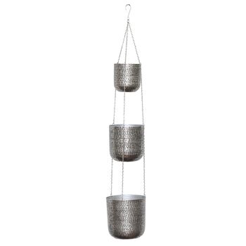 Zaio Triple Hammered Metal Hanging Planters, 2 of 4