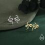 Snake Internal Flat Back Earrings In Sterling Silver, thumbnail 6 of 11